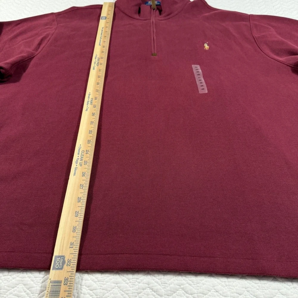 NWT Polo‎ Ralph Lauren Mens Burgundy 4XB 4TG Quarter Zip Long Sleeve Sweater